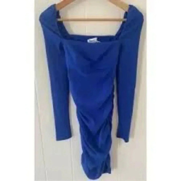 Princess Polly Women's Portia Mini Dress Royal Blue Size 2 Ruched Long Sleeve - Picture 2 of 6